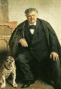 Michael Ancher carl locher med sin hund tiger oil
